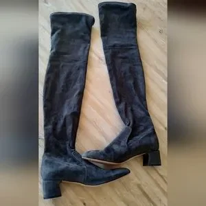 Parallele Shoes Parallele Paris France Womans Thigh High Gray Suede Leather Boots Uk 5 Us 7 Poshmark